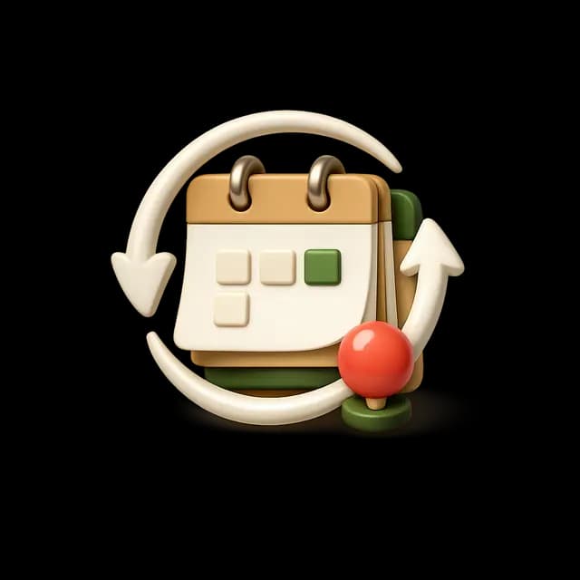 A stylized recurring calendar icon for classes, workshops, and repeating event dates.